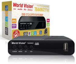 TV-тюнер зовнішній автономний World Vision T644M2 FM, Black, H.264, AC3. DolbyDigital, DVB-T2/T/C, FM тюнер, IPTV, DLNA, Stalker, кнопки, без дисплея, 2хUSB, вбудований блок живлення, CPU-GX6705 єдине програмне забезпечення сумісне з лінійкою Т644xx та Т64 - Картинка 3