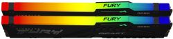  8Gb x 2 (16Gb Kit) DDR5, 6000 MHz, Kingston Fury Beast RGB (EXPO), Black, 30-36-36, 1.4V,   (KF560C30BBEAK2-16) -  2