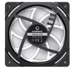 Вентилятор 120 мм, GameMax FN12A-C8I-R, Black, 120х120х25 мм, ARGB подсветка, 800-1600 об/мин, до 31.21 дБ, 4-pin (PWM, 50 см) / 3-pin (ARGB, 50 см), гидродинамический подшипник - Картинка 3