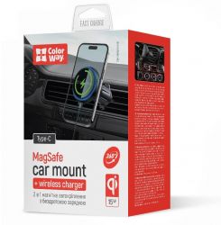 Бездротовий зарядний пристрій ColorWay MagSafe 360° Air Vent 15W Black CW-CHMW041Q-BK - Картинка 7