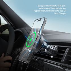 Бездротовий зарядний пристрій ColorWay MagSafe 360° Air Vent 15W Black CW-CHMW041Q-BK - Картинка 5