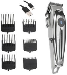 Машинка для стрижки Adler AD-2831, Silver, 100W, питание сеть/аккумулятор, насадки: 6 шт (1.5 3 4.5 6 9 12 мм), LED-дисплей, USB C кабель питания 2 м - Картинка 2