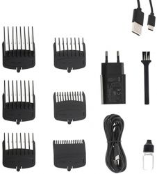 Машинка для стрижки Adler AD-2831, Silver, 100W, питание сеть/аккумулятор, насадки: 6 шт (1.5 3 4.5 6 9 12 мм), LED-дисплей, USB C кабель питания 2 м - Картинка 5