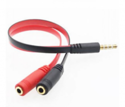 Переходник звуковой 3.5 мм (M) 4 pin - 2x3.5 мм (F), Black/Red, 10 см (03888)