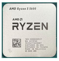  AMD (AM4) Ryzen 5 5600, Tray, 6x3.5 GHz (Turbo Boost 4.4 GHz), L3 32Mb, Vermeer, 7 nm, TDP 65W,   (100-000000927) -  1