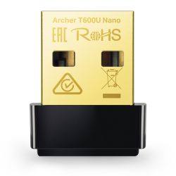   USB TP-LINK Archer T600U Nano, Black, 5GHz / 2.4GHz, AC1300 (433/200 /), USB 2.0,  