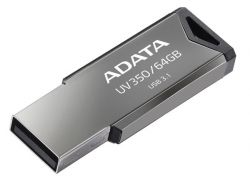 USB 3.1 Flash Drive 64Gb A-Data UV350, Dark Silver,   (AUV350-64G-RBK) -  1