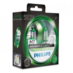   Philips H7 ColorVision Green, 3350K, 2/ 12972CVPGS2 -  1