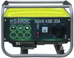 Бензиновий генератор Konner&Sohnen Basic KSB 30A, Black/Green, 2.5 кВт (макс. 2.8 кВт), однофазний, ручний стартер, 4-тактний, 2х16А (230В), 1х12V, 50 Гц, 12 л, 210 см, до 96 дБ, IP23 - Картинка 2