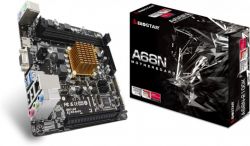 Мат.плата з процесором Biostar A68N-2100K, AMD E1-6010 (2x1.35 GHz), 2xDDR3, Radeon R2, 2xSATA3, 1xPCI-E 16x 2.0, ALC887, RTL8111H, 2xUSB3.2/6xUSB2.0, VGA/HDMI, Mini-ITX
