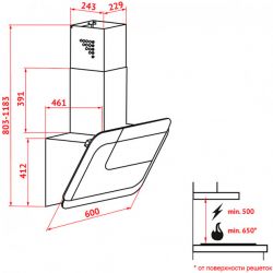 Вытяжка Perfelli DNS 9753 B 1100 WH/BL LED Strip - Картинка 7