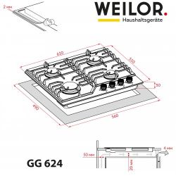 Газова варильна поверхня WEILOR GG 624 WH - Картинка 8