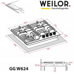 Газовая варочная поверхность WEILOR GG W624 BL - Картинка 8