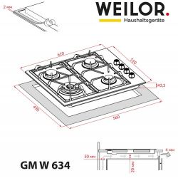 Газовая варочная поверхность WEILOR GM W 634 BL - Картинка 10