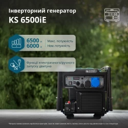 Knner & Shnen Gasoline inverter generator Konner&Sohnen 6500iE 230V, 6.5kW, electric starter, 42kg KS6500IE - Картинка 2