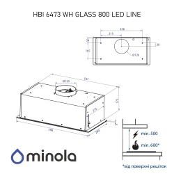 Вытяжка Minola HBI 6473 WH GLASS 800 LED Line - Картинка 19