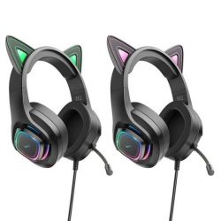 Навушники Hoco W107 Cute Cat Ear luminous Phantom Black EU - Картинка 5