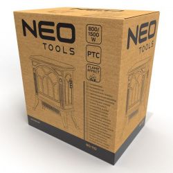 Neo Tools Тепловентилятор, 30м кв., 1500Вт, керам. нагрівання. елемент (PTC), ефект полум'я, чорний 90-110 - Картинка 11