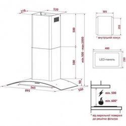 Вытяжка Perfelli TG 9635 I 1000 LED - Картинка 6