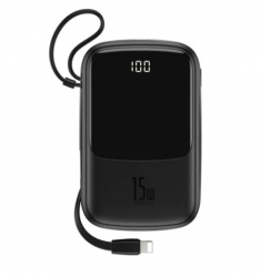 ��� Baseus Qpow Digital Display 10000mAh 15W with Lightning Cable (PPQD050101) Black