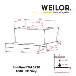 Вытяжка WEILOR Slimline PTM 6230 SS 1000 LED Strip - Картинка 7