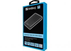   Sandberg 38400mAh, PD/100W, QC/3.0, inp:USB-C/Micro-USB, out:USB-A*2 (420-63) -  2