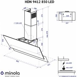 Витяжка Minola HDN 9412 BL 850 LED - Картинка 15