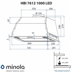 Вытяжка Minola HBI 7612 BL 1000 LED - Картинка 7