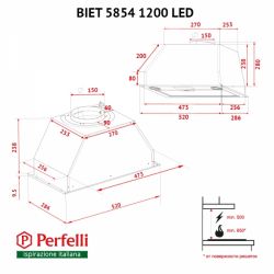 Витяжка Perfelli BIET 5854 WH 1200 LED - Картинка 10