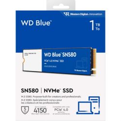   M.2 1Tb, Western Digital Blue SN580, PCI-E 4.0 x4, 3D TLC, 4150/4150 MB/s (WDS100T3B0E) -  4
